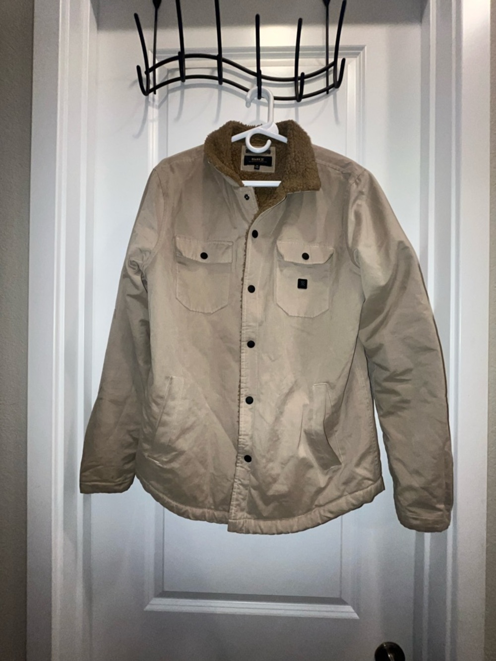 Roark Men’s Tan Field Jacket With Brown Sherpa Collar